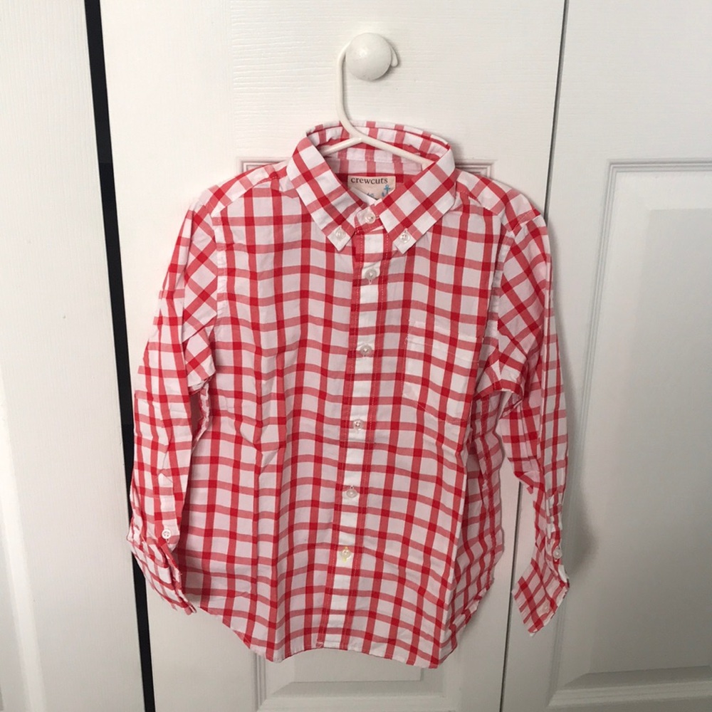 Red checkered Button down shirt. New. 4-5